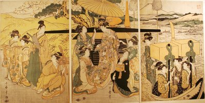 Lauttalaiturilla tekijältä Kitagawa Utamaro