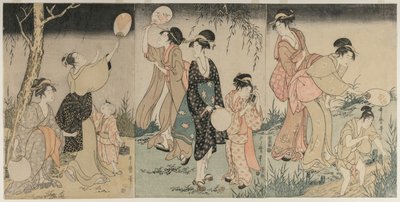 Tulikärpästen pyydystäminen, c. 1796-1797. tekijältä Kitagawa Utamaro