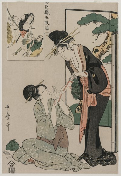 Chushingura: Loyalty-varaston V näytös tekijältä Kitagawa Utamaro