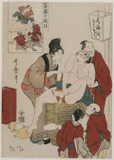 Chushingura: Loyalty Storehousen X näytös tekijältä Kitagawa Utamaro