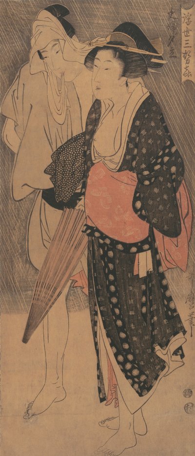 Pariskunta iltasuihkussa..., n. 1800. tekijältä Kitagawa Utamaro
