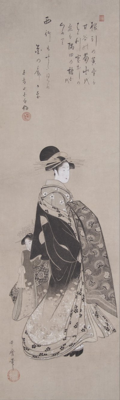 Kurtisaani kulkueessa tekijältä Kitagawa Utamaro