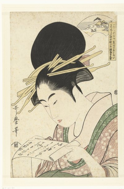 Kurtisaani ja Toi Tama -joki The Six Tama Rivers (sarjan nimi) tekijältä Kitagawa Utamaro