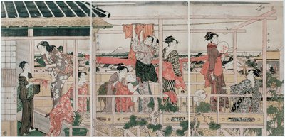 Vaatteiden kuivaus, c. 1790 tekijältä Kitagawa Utamaro