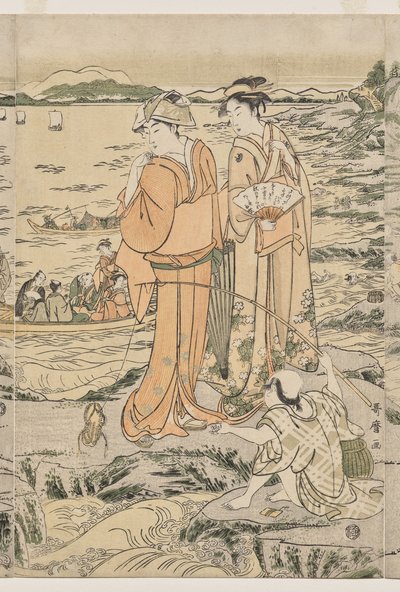 Kalastusta leikkuulaudalla Enoshimassa tekijältä Kitagawa Utamaro