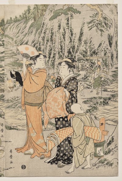 Kalastusta leikkuulaudalla Enoshimassa tekijältä Kitagawa Utamaro