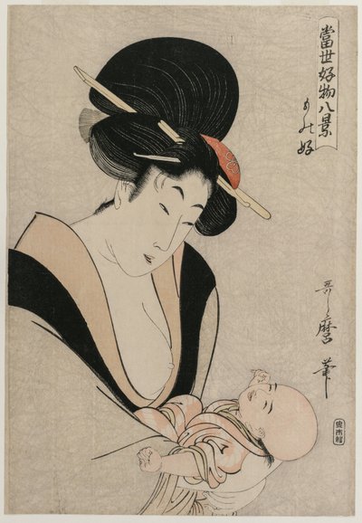 Ihastunut esineisiin sarjasta Kahdeksan näkemystä nykymaailman suosikkiasioista, 1790-luvun loppu. tekijältä Kitagawa Utamaro
