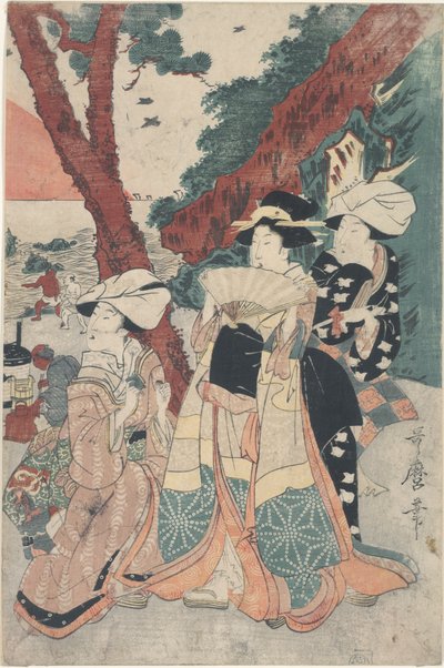 Futamigaura Beach uudenvuoden aikana tekijältä Kitagawa Utamaro
