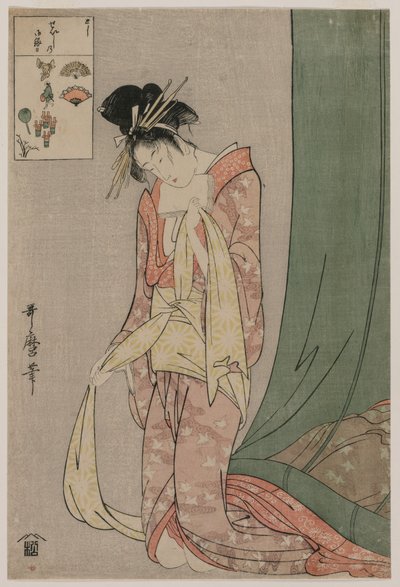 Hanaogi of Ogiya sarjasta Picture Puzzles, c. 1797. tekijältä Kitagawa Utamaro