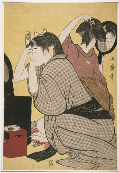 Kami-yui, Hiusten pukeminen tekijältä Kitagawa Utamaro