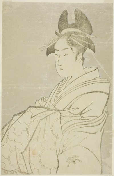 Miyato of tee ogi ya, wo back ts edge ts that Camellia suunnittele d tutkimusta tekijältä Kitagawa Utamaro