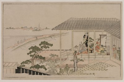 Moonrise yli Nihonin pengerryksen ja Yoshiwaran tekijältä Kitagawa Utamaro