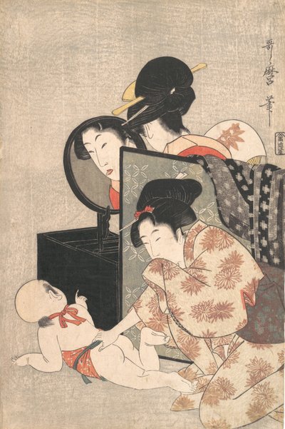 Äiti ja lapsi, n. 1793. tekijältä Kitagawa Utamaro