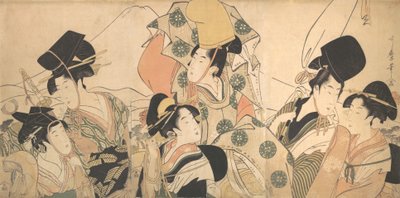 Narihiran matka itään, n. 1797. tekijältä Kitagawa Utamaro