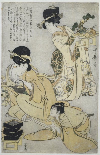 Uusivuosi Vuoden viisi festivaalia (sarjan nimi) tekijältä Kitagawa Utamaro