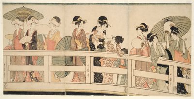 Päällä ja p Suunnitelma d Rokoku B Ridagen alla (Rokoku Bridgen päällä) tekijältä Kitagawa Utamaro