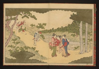 Ihmiset palaavat kukkien katselujuhlista tekijältä Kitagawa Utamaro