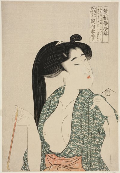 Pipe, sarjasta Ten Types in the Physiognomic Study of Women (Fujin sogaku juttai) (Kiseru) tekijältä Kitagawa Utamaro