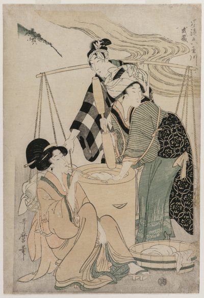 Settsu Province sarjasta Fashionable Six Jewel Rivers (Furyu Mu Tamagawa) tekijältä Kitagawa Utamaro