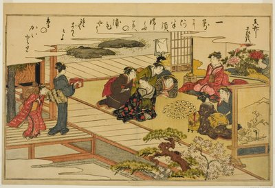 Shell-Matching Game, kuvitetusta kirjasta "Gifts from the Ebb Tide (Shiohi no tsuto)" tekijältä Kitagawa Utamaro