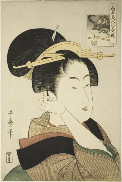 Tatsumi Roko, sarjasta Tunnetut kaunokaiset verrataan kuuteen kuolemattomaan runoilijaan tekijältä Kitagawa Utamaro