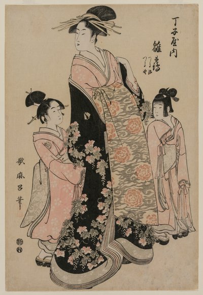 Te-san, herra Hinatsuru, kun on aika ryhtyä siihen, ah, Tendanin, Tsurujin idea, Tsuruno tekijältä Kitagawa Utamaro