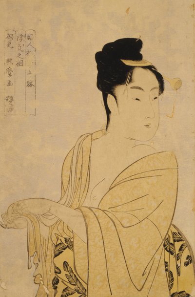 Fancy-Free Type, sarjasta Ten Types in the Physiognomic Study of Women, c. 1793 tekijältä Kitagawa Utamaro