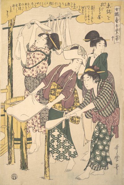 Silkkilangan valmistus, n. 1790. tekijältä Kitagawa Utamaro