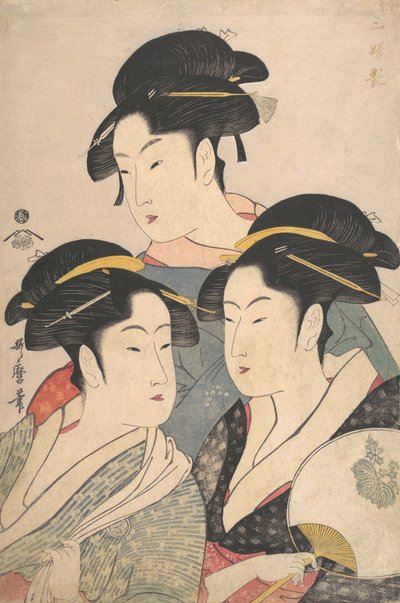 Kwansei-kauden kolme kauneutta, n. 1791. tekijältä Kitagawa Utamaro