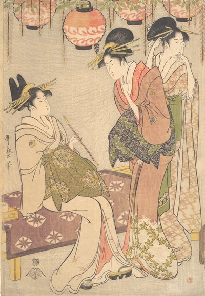 Kolme kurtisaania, 1700-luvun loppu - 1800-luvun alku. tekijältä Kitagawa Utamaro