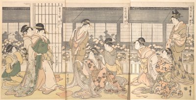Kolme päihtynyttä kurtisaania, 1790-luku. tekijältä Kitagawa Utamaro