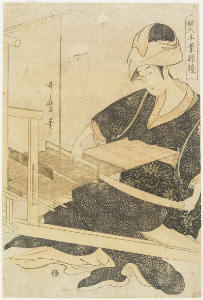 Kudonta kangaspuilla tekijältä Kitagawa Utamaro