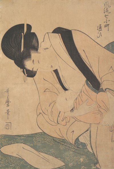 Nuori äiti imettää vauvaansa, 1700-luvun loppu - 1800-luvun alku. tekijältä Kitagawa Utamaro