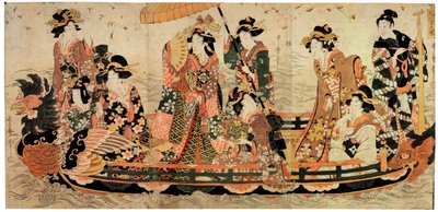Cherry Blossom katselemassa Hanamia, 1800-luvun alku. tekijältä Kitagawa Utamaro II