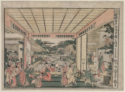Chushingura: VII näytös sarjasta Perspective Pictures for The Treasure House of Loyalty, n. 17 tekijältä Kitao Masayoshi