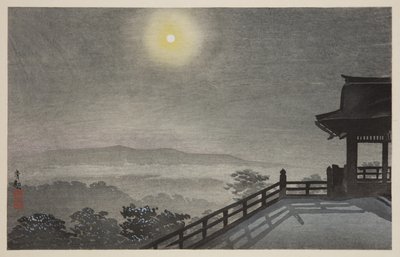 Viileä kuuilta Kiyomizudossa itäpääkaupungissa (T?to Kiyomizud? hiya tsukiyo) (värillinen puupalikkaprintti) tekijältä Kiyochika Kobayashi