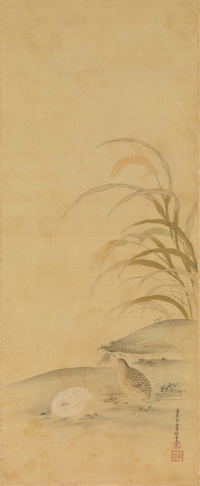 Viiriäinen ja hirssi, 1600-luvun loppu. tekijältä Kiyohara Yukinobu