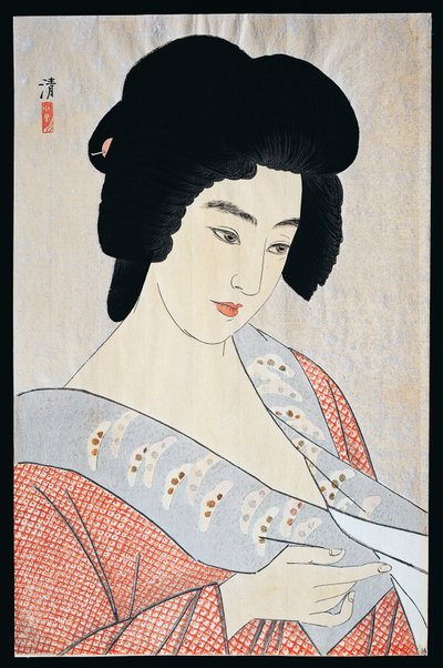 Geisha Ichiyen, 1933, Kiyoshi Kobayakawa (1896-1948), Oban wo d ward, 40,5 x 26 cm, Meiji-Morowa-kausi, Japani, 20. rivi tekijältä Kiyoshi Kobayakawa