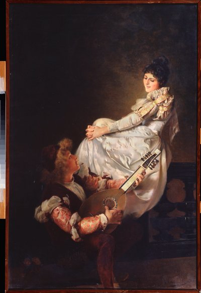 A Love Song (A Love Song) - Klavdi Stepanovitš Stepanovin (1854-1910) maalaus, öljy kankaalle tekijältä Klavdi Petrovich Stepanov