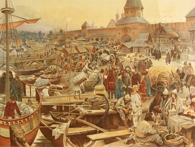 Novgorodin satama, 1907 tekijältä Klavdiy Vasilievich Lebedev