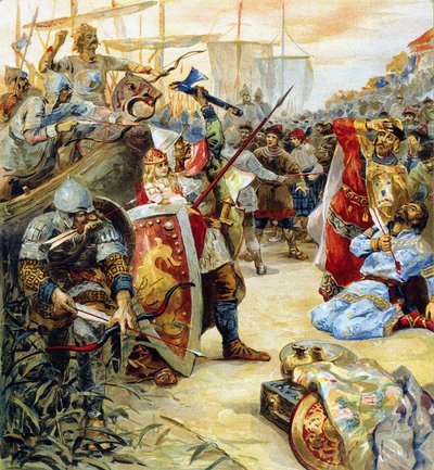 Kuolema Askold ja Dir, mestarit Kyiv vuonna 882, kun kaupunki otti Oleg Sage tekijältä Klavdiy Vasilievich Lebedev