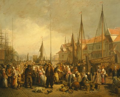 Kalamarkkinat Bergenissä, Knud Bergslien, Norja 1800-luvulla tekijältä Knud Bergslien