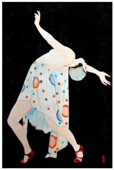 Art Deco moga tai moderni tyttö tanssii tekijältä Kobayakawa Kiyoshi