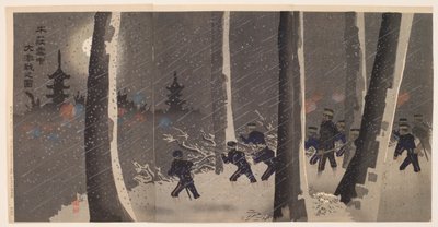 Suuri kiivas taistelu lumessa Niuzhuangin lähellä tekijältä Kobayashi Kiyochika