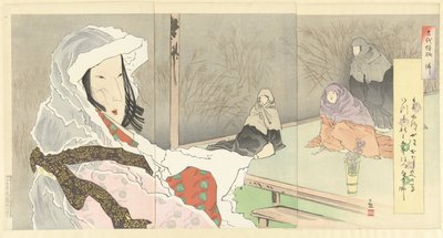 Hotoke nunnien kanssa Hotoke (otsikko objektissa) Kuvioita menneisyydestä (sarjan nimi) Kodai moyo (sarjan nimi esineellä) tekijältä Kobayashi Kiyochika