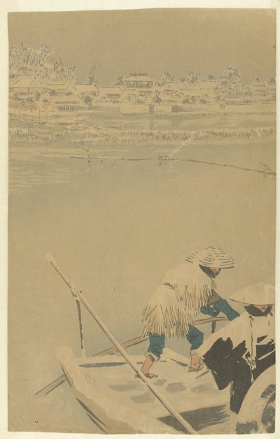 Hämärää lunta Matsuchiyamassa Uusia kasvoja Tokion kuuluisissa paikoissa (sarjan nimi) Tokyo meisho shinkei no uchi (sarjan nimi) tekijältä Kobayashi Kiyochika