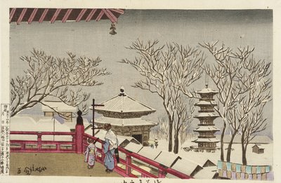 Sensōji-temppeli lumessa tekijältä Kobayashi Kiyochika