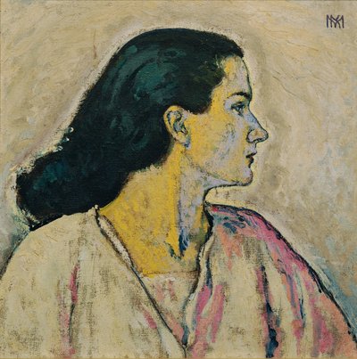 Naisen muotokuva profiilissa tekijältä Koloman Moser