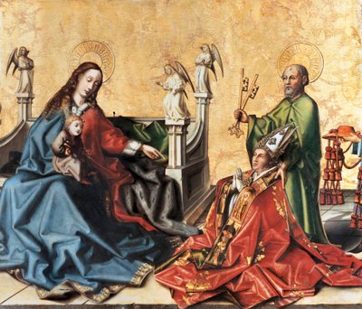 Miesin kardinaalin esittely Neitsyelle. Konrad Witzin maalaus, n. 1444 tekijältä Konrad Witz