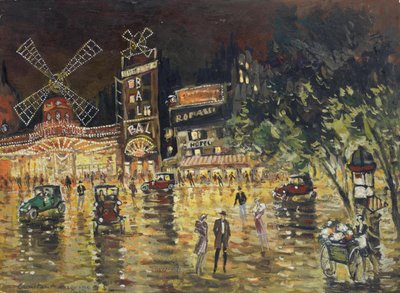 Le Moulin Rouge - Konstantin Aleksejevitš Korovin (1861-1939). Öljy pahville. Mitat: 40,5x55,6 cm. Yksityinen kokoelma tekijältä Konstantin Alekseevich Korovin